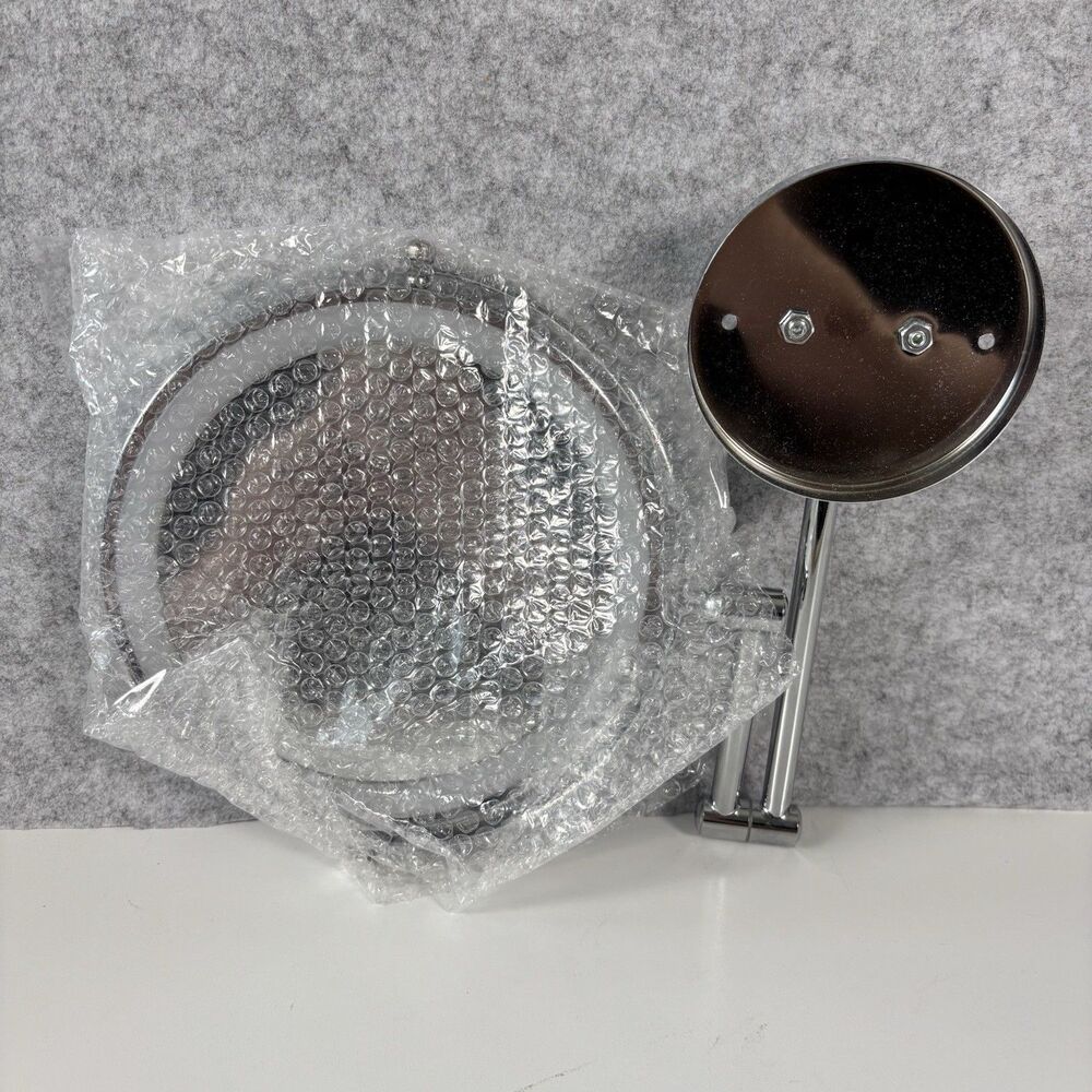 USB-C Rechargable Wall Mount Adjustable LED Zoom Mirror 2 Two Sided Silver Tone